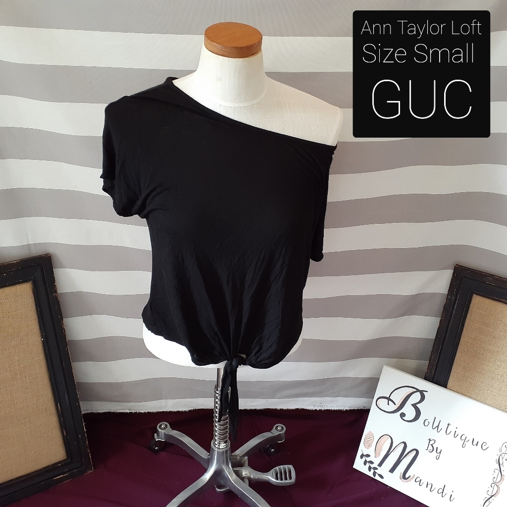 Ann Taylor Loft Black Off Shoulder Crop Top
